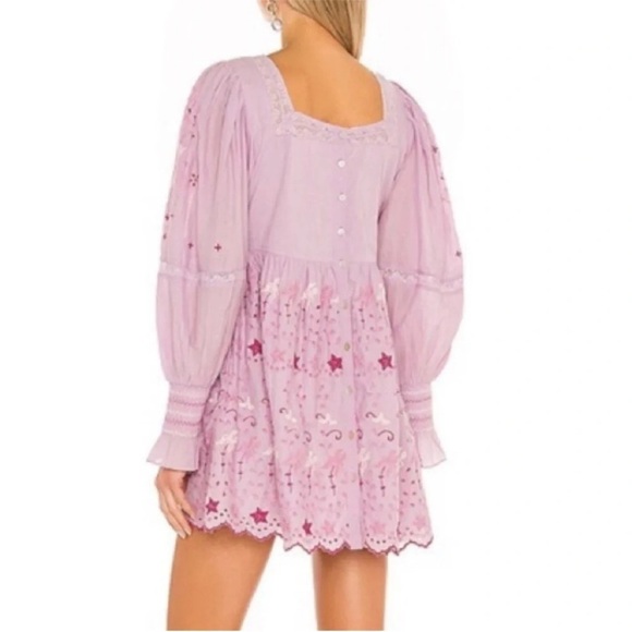 LoveShackFancy Freja Mini Dress Lavender Fields - Picture 2 of 12